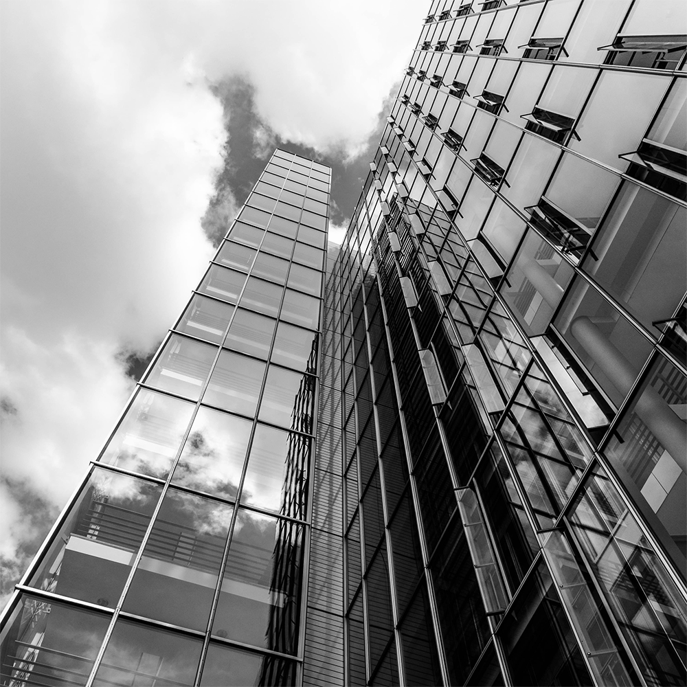 Worm's eye view of skyscrapers